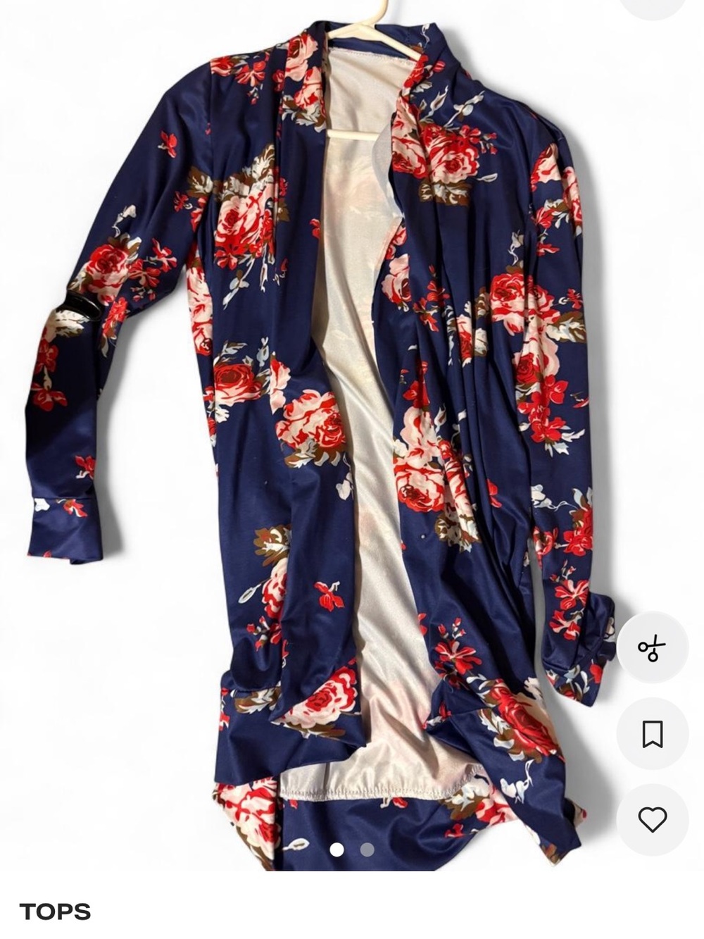 Navy Floral Open-Front Women's Cardigan Jacket